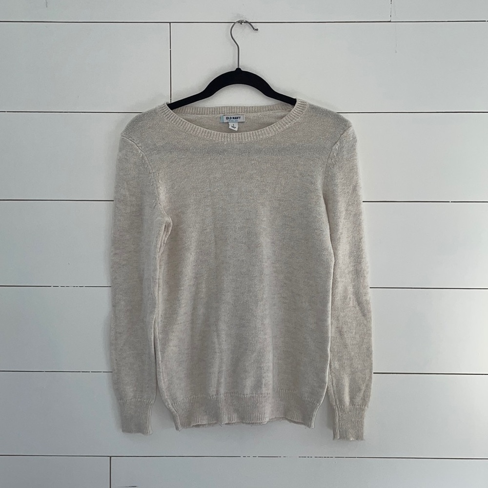 Old Navy Long Sleeve Crew Neck Knit Sweater Off-White S #0118